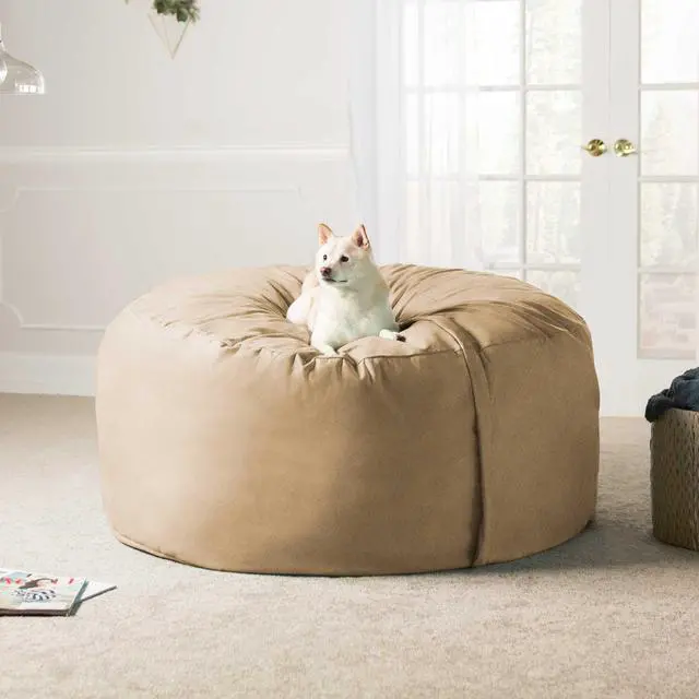 Alt view image 4 of 7 - Jaxx Saxx 5 Foot Large Bean Bag w/ Removable Cover, Camel