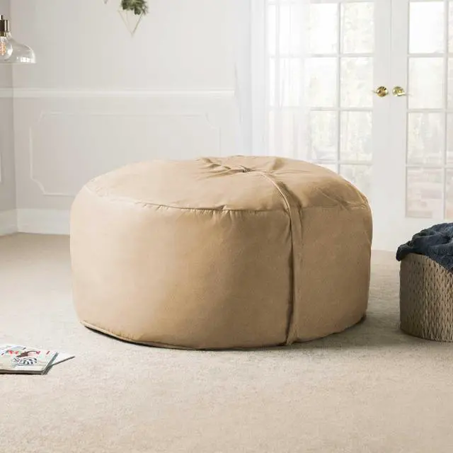 Alt view image 5 of 7 - Jaxx Saxx 5 Foot Large Bean Bag w/ Removable Cover, Camel