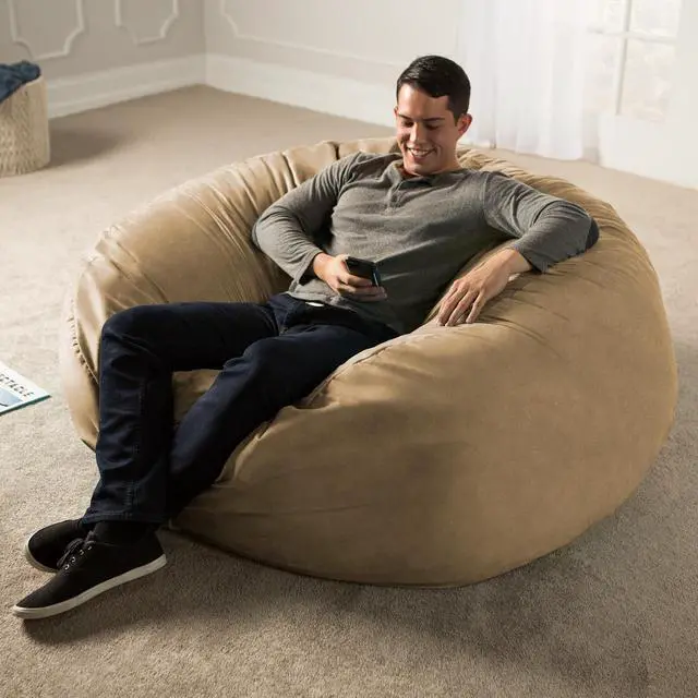 Alt view image 6 of 7 - Jaxx Saxx 5 Foot Large Bean Bag w/ Removable Cover, Camel
