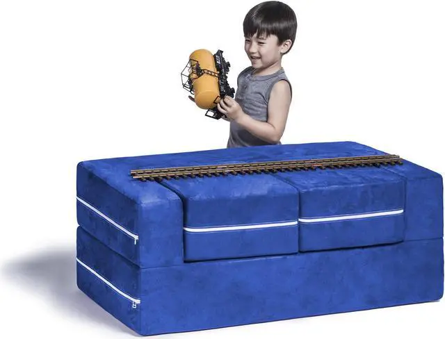 Alt view image 3 of 7 - Jaxx Zipline Modular Kids Loveseat & Ottomans, Blueberry