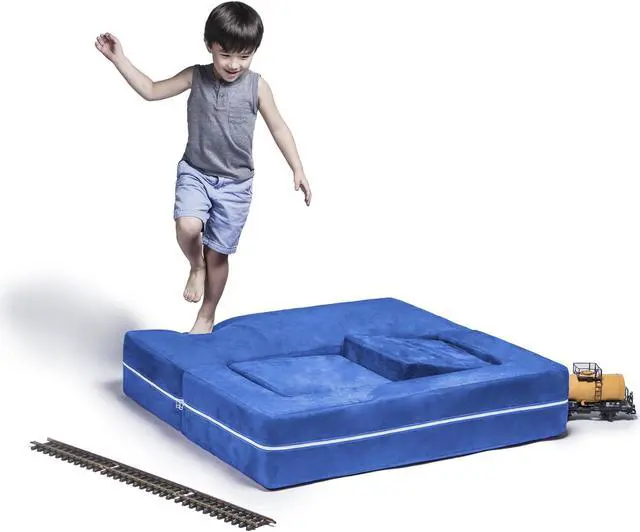 Alt view image 2 of 7 - Jaxx Zipline Modular Kids Loveseat & Ottomans, Blueberry