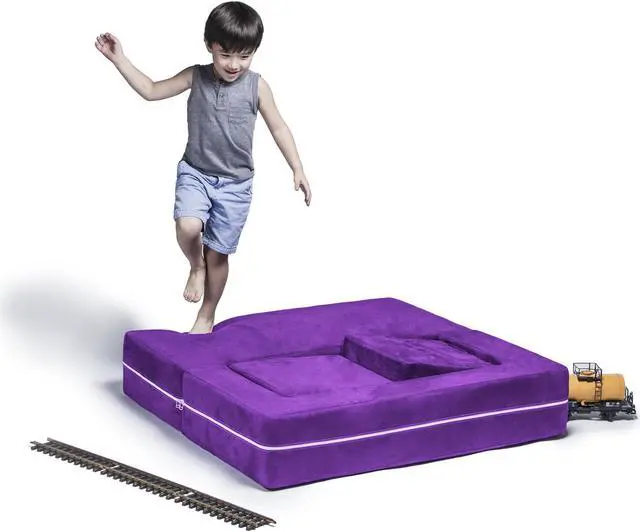 Alt view image 2 of 7 - Jaxx Zipline Modular Kids Loveseat & Ottomans, Grape