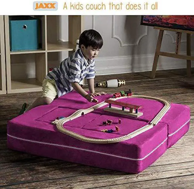 Alt view image 3 of 4 - Jaxx Zipline Modular Kids Loveseat & Ottomans, Platinum