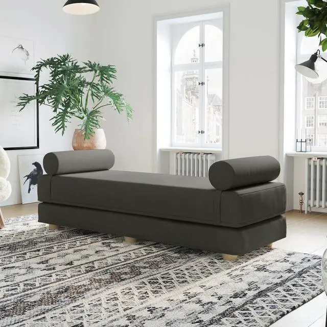 Alt view image 3 of 4 - Jaxx Alon Daybed / Fold-Out Queen-Size Mattress - Microvelvet Charcoal