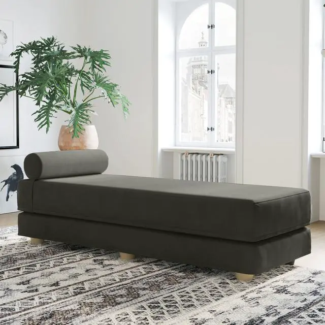 Alt view image 2 of 4 - Jaxx Alon Daybed / Fold-Out Queen-Size Mattress - Microvelvet Charcoal