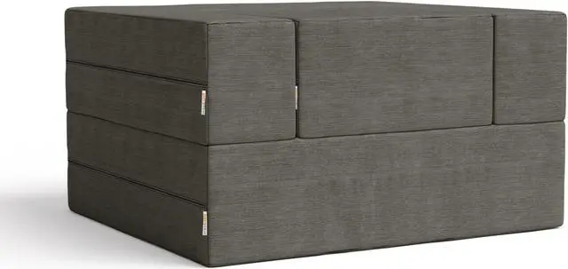 Alt view image 3 of 6 - Jaxx Zipline Convertible Sleeper Chair & Ottoman / Twin-Size Bed, Charcoal