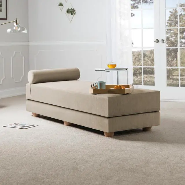 Alt view image 3 of 7 - Jaxx Alon Daybed / Fold-Out Queen-Size Mattress - Microvelvet Ivory