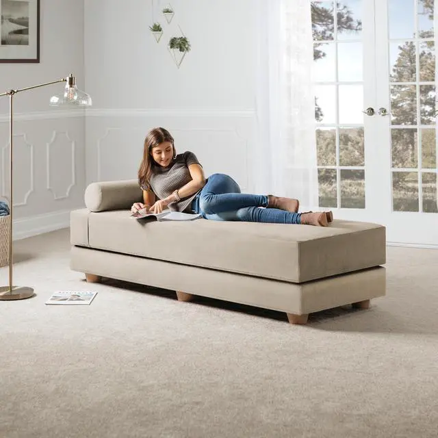 Alt view image 5 of 7 - Jaxx Alon Daybed / Fold-Out Queen-Size Mattress - Microvelvet Ivory