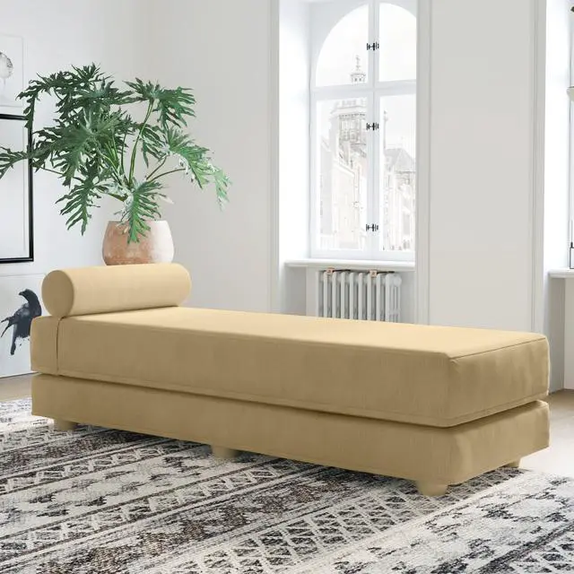 Alt view image 3 of 4 - Jaxx Alon Daybed / Fold-Out Queen-Size Mattress - Microvelvet Camel