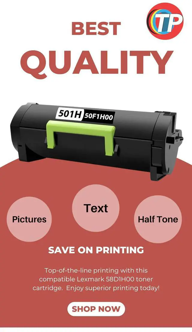 Alt view image 6 of 7 - TonerParts Replacement 50F1H00, 501H Toner Cartridge for Lexmark MS310, MS312DN, MS315DN, MS410, MS415DN, MS510, MS610 - 5000 Pages