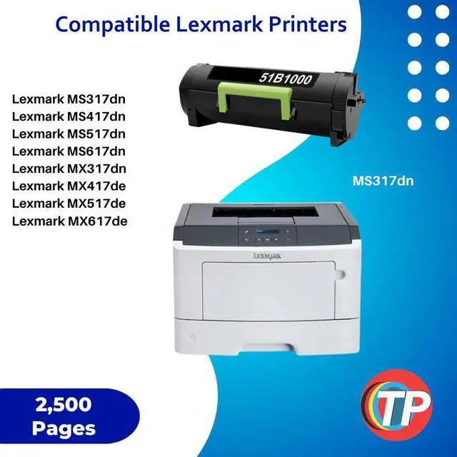 Alt view image 2 of 6 - Compatible Lexmark 51B1000 Toner Cartridge For MS317, MS417, MS517, MS617, MX317, MX417, MX517, MX617 - 2.5K