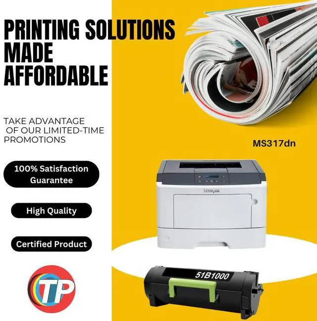 Alt view image 4 of 6 - Compatible Lexmark 51B1000 Toner Cartridge For MS317, MS417, MS517, MS617, MX317, MX417, MX517, MX617 - 2.5K