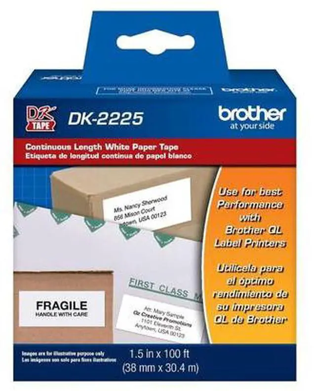 Alt view image 11 of 14 - Continuous Paper Label Tape, 1-1/2" x 100 ft, Black/White DK2225