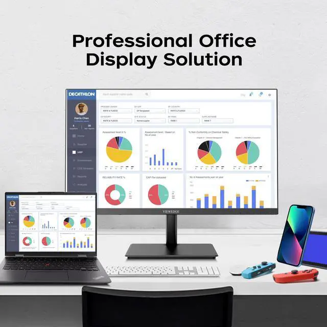 Alt view image 5 of 11 - Viewedge 24 Inch Monitors - FHD 1080p 100Hz (Supports 75hz) Computer Monitor 24 inch with Bluelight Filter HDMI VGA Ports, 100x100 mm Wall Mountable, Ultra Thin Bezel Designed