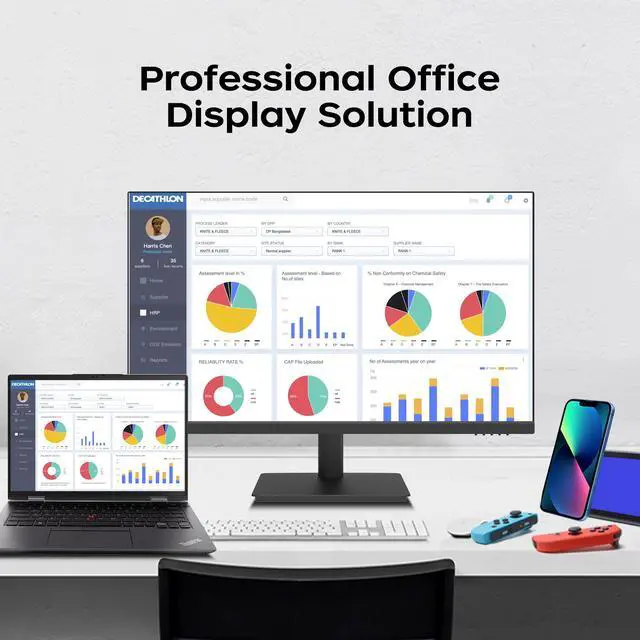 Alt view image 5 of 6 - Viewedge 27 inch Monitor with 2K 2560 x 1440 IPS Panel 75hz | Computer Monitor 27 inch QHD with HDMI, DP and Wall Mountable | Eye Protection PC 1440p Monitor for Working and Gaming