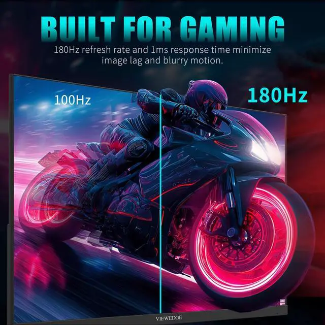 Alt view image 3 of 7 - Viewedge Gaming Monitor 27 inch 180hz (Supports 144hz/165hz) 1ms, 110% sRGB with HDR 10 | 1080p Monitor IPS screen, DP HDMI Monitor, Built-in Speakers, Support Freesync and Wall Mount