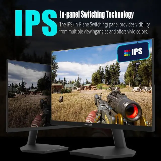 Alt view image 3 of 6 - Viewedge Gaming Monitor 24 Inch FHD 144hz, IPS 1ms 1080p Computer Monitor with 110% sRGB, Bluelight Filter, HDMI & VGA Port, Support Wall Mount