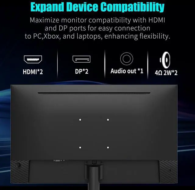 Alt view image 6 of 10 - Viewedge 27 inch Gaming Monitor 240Hz 1ms FHD (1920x1080p) Computer Monitor, 110% sRGB HDR10 HDMI x 2 & DP x 2 Port, Built-in Speakers, Support Freesync and Wall Mount