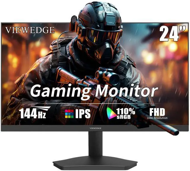 Main image of Viewedge Gaming Monitor 24 Inch FHD 144hz, IPS 1ms 1080p Computer Monitor with 110% sRGB, Bluelight Filter, HDMI & VGA Port, Support Wall Mount