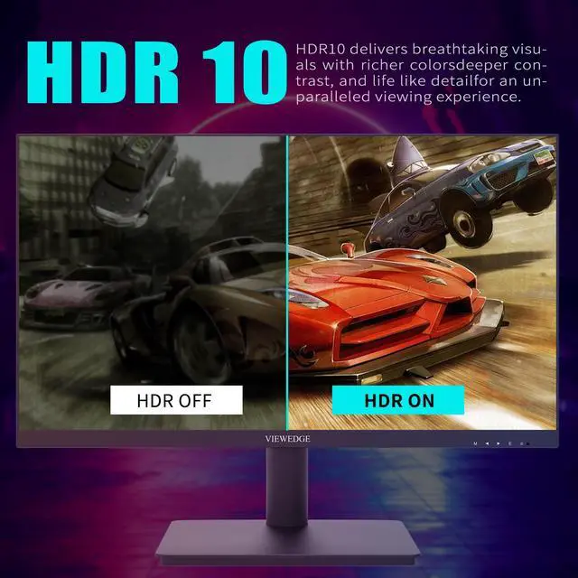 Alt view image 4 of 7 - Viewedge 24 Inch Gaming Monitor with 180Hz, VA 1ms, FHD 1080p and HDR 10 PC Computer Monitor with 100% sRGB, Bluelight Filter, 2 HDMI & 1 DP Port, Support Freesync and Wall Mounted
