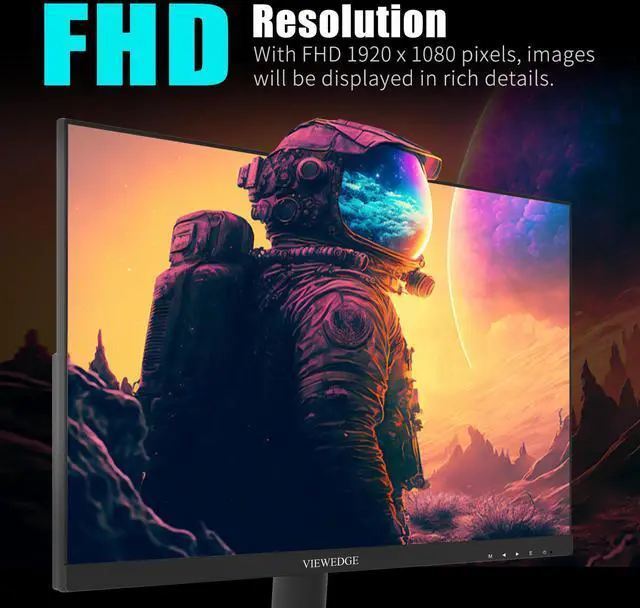 Alt view image 3 of 7 - Viewedge 24 Inch Gaming Monitor with 180Hz, VA 1ms, FHD 1080p and HDR 10 PC Computer Monitor with 100% sRGB, Bluelight Filter, 2 HDMI & 1 DP Port, Support Freesync and Wall Mounted
