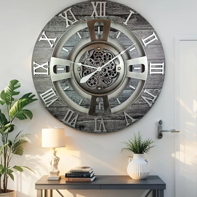 Alt view image 3 of 6 - ENGLAND LINE WALL CLOCK ROUND 24 INCH CARBON GREY