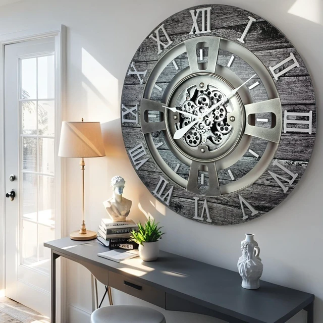 Alt view image 2 of 6 - ENGLAND LINE WALL CLOCK ROUND 24 INCH CARBON GREY