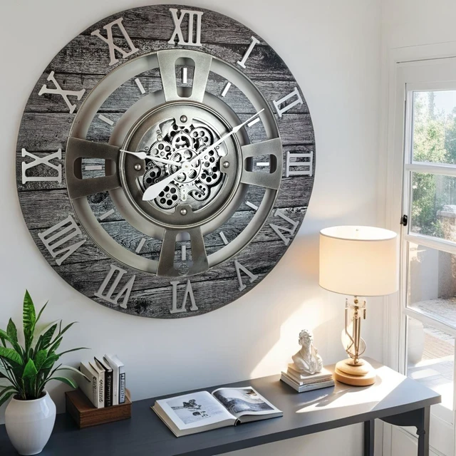 Alt view image 4 of 6 - ENGLAND LINE WALL CLOCK ROUND 24 INCH CARBON GREY
