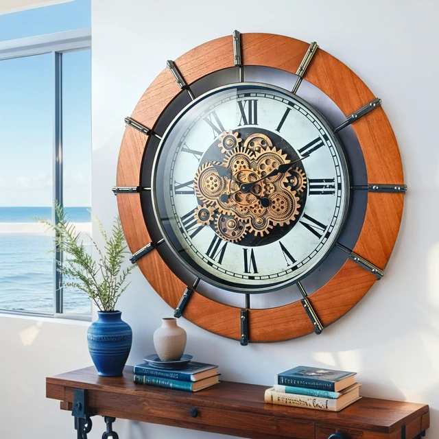 Main image of AUSTRIA LINE WALL CLOCK ROUND 36 INCH "SALZBURG" BROWN-WHITE
