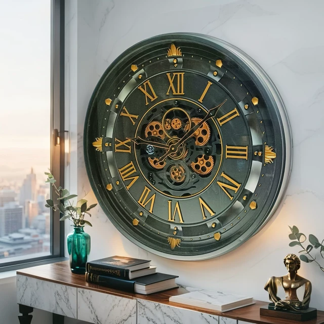 Alt view image 6 of 6 - BELGIUM LINE WALL CLOCK ROUND 26 INCH BLACK