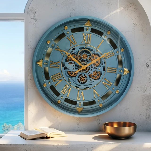 Alt view image 5 of 6 - BELGIUM LINE WALL CLOCK ROUND 26 INCH BLUE