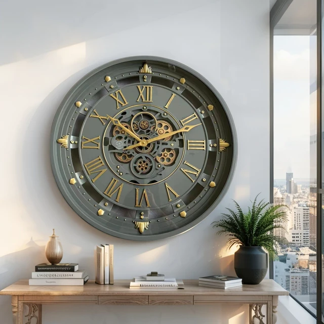 Alt view image 3 of 6 - BELGIUM LINE WALL CLOCK ROUND 26 INCH GREEN