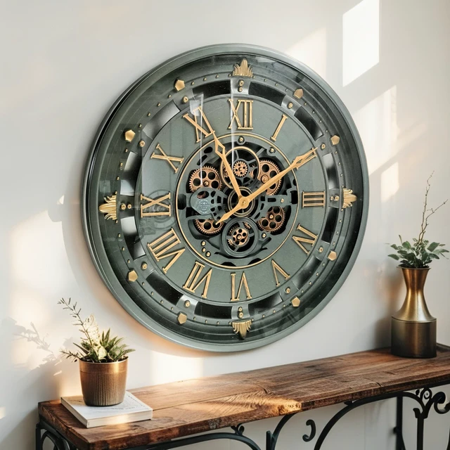 Alt view image 2 of 6 - BELGIUM LINE WALL CLOCK ROUND 26 INCH GREEN