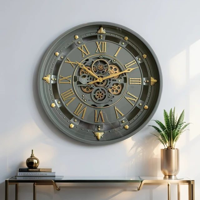 Alt view image 6 of 6 - BELGIUM LINE WALL CLOCK ROUND 26 INCH GREEN