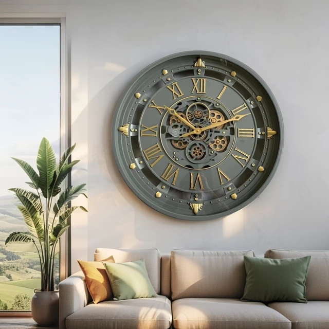 Alt view image 5 of 6 - BELGIUM LINE WALL CLOCK ROUND 26 INCH GREEN