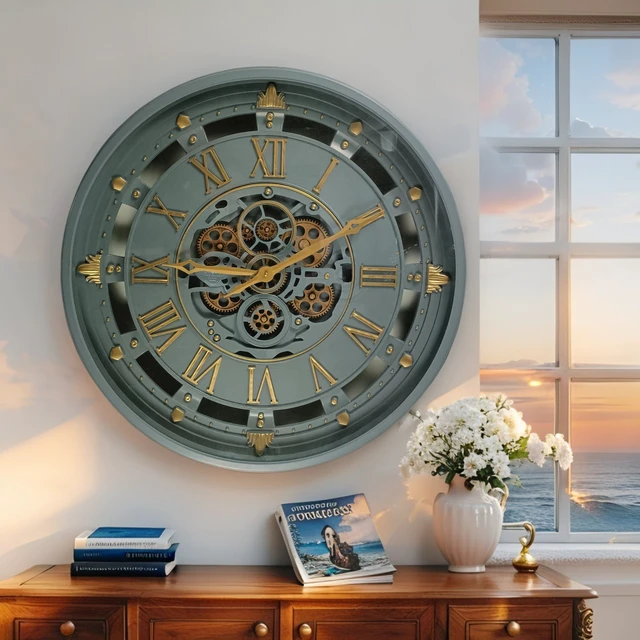 Alt view image 3 of 6 - BELGIUM LINE WALL CLOCK ROUND 26 INCH GREY