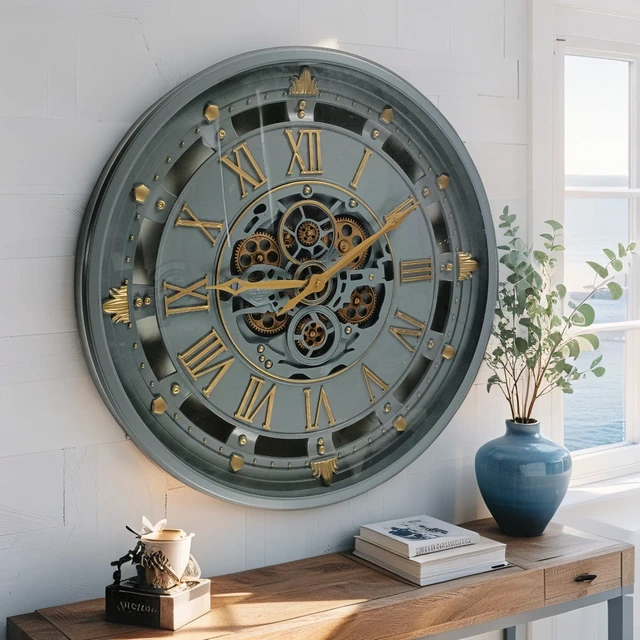 Alt view image 5 of 6 - BELGIUM LINE WALL CLOCK ROUND 26 INCH GREY