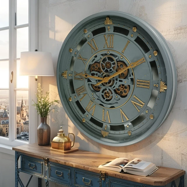 Alt view image 6 of 6 - BELGIUM LINE WALL CLOCK ROUND 26 INCH GREY