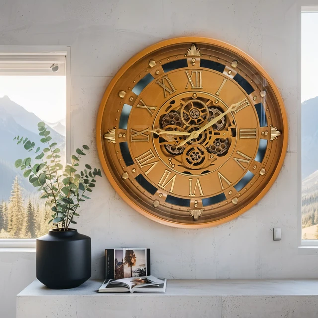 Alt view image 2 of 6 - BELGIUM LINE WALL CLOCK ROUND 26 INCH WALNUT