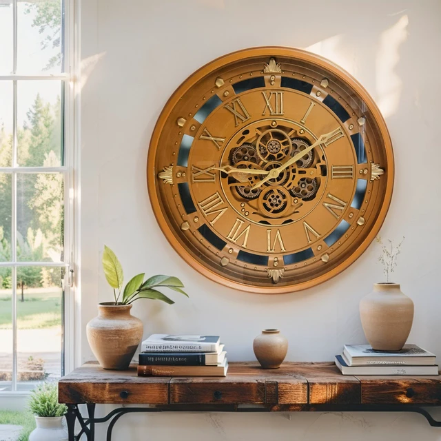 Alt view image 5 of 6 - BELGIUM LINE WALL CLOCK ROUND 26 INCH WALNUT