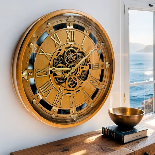 Alt view image 6 of 6 - BELGIUM LINE WALL CLOCK ROUND 26 INCH WALNUT