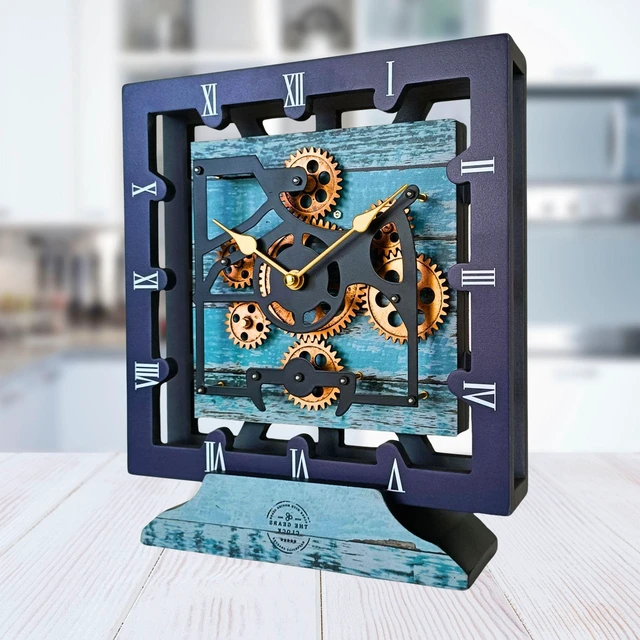 Main image of CANADA LINE DESK CLOCK SQUARE (HYBRID WALL) 10 INCH AQUA GREEN