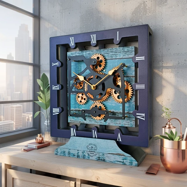 Alt view image 5 of 5 - CANADA LINE DESK CLOCK SQUARE (HYBRID WALL) 10 INCH AQUA GREEN