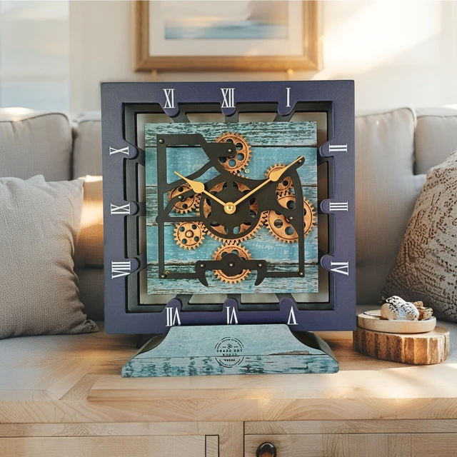 Alt view image 4 of 5 - CANADA LINE DESK CLOCK SQUARE (HYBRID WALL) 10 INCH AQUA GREEN