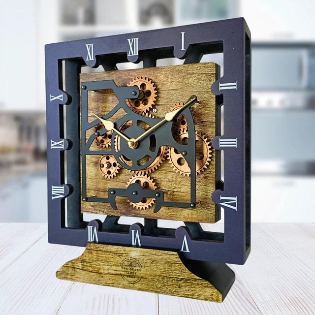Main image of CANADA LINE DESK CLOCK SQUARE (HYBRID WALL) 10 INCH GOLD ANTIQUE