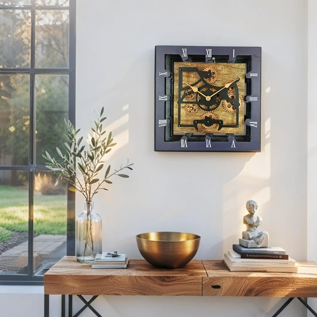 Alt view image 3 of 6 - CANADA LINE DESK CLOCK SQUARE (HYBRID WALL) 10 INCH GOLD ANTIQUE
