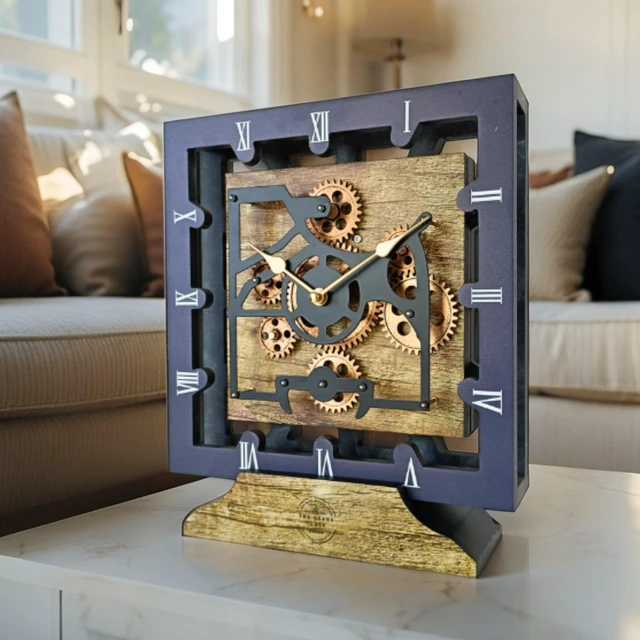 Alt view image 5 of 6 - CANADA LINE DESK CLOCK SQUARE (HYBRID WALL) 10 INCH GOLD ANTIQUE