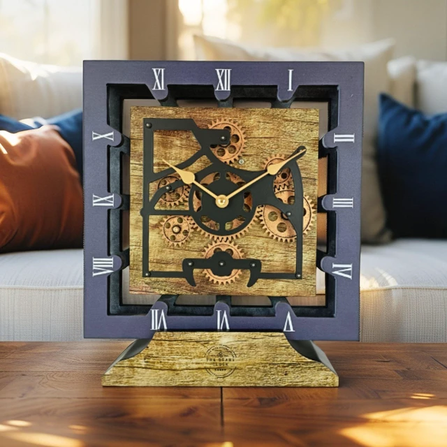 Alt view image 2 of 6 - CANADA LINE DESK CLOCK SQUARE (HYBRID WALL) 10 INCH GOLD ANTIQUE