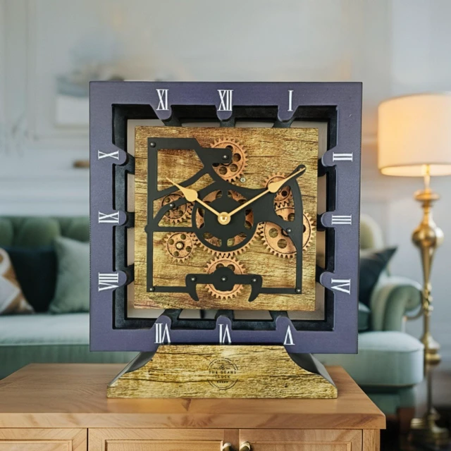 Alt view image 6 of 6 - CANADA LINE DESK CLOCK SQUARE (HYBRID WALL) 10 INCH GOLD ANTIQUE