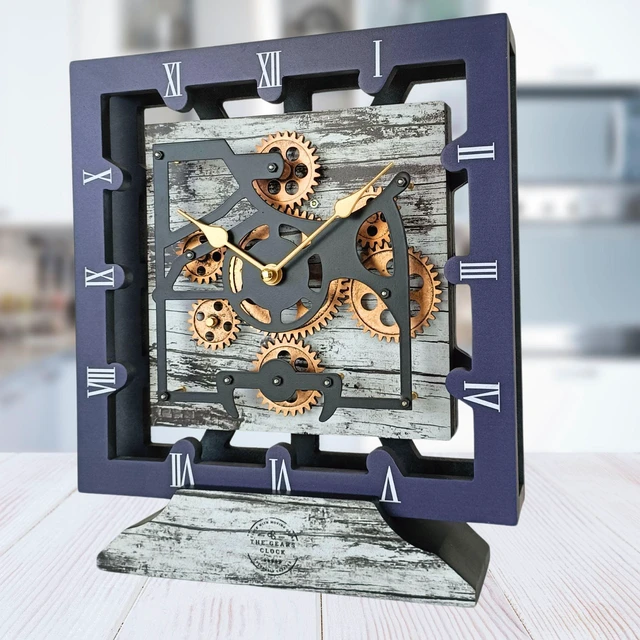Main image of CANADA LINE DESK CLOCK SQUARE (HYBRID WALL) 10 INCH GREY & WHITE